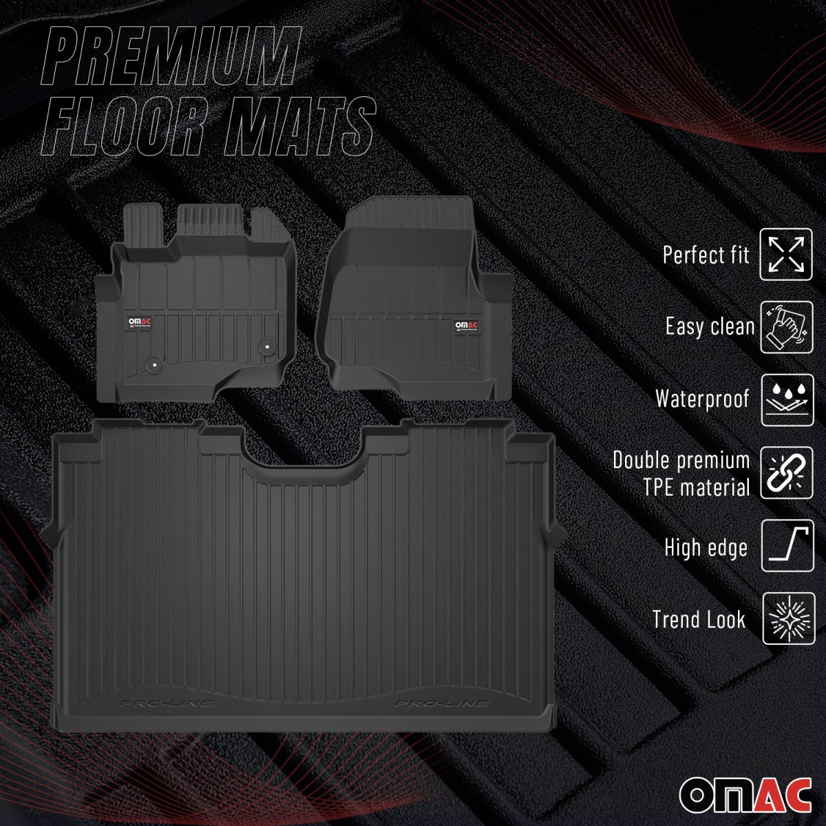 Ford F-150 XIV Lightning Floor Mat - Omac - Premium TPE - Black - 2015-2024